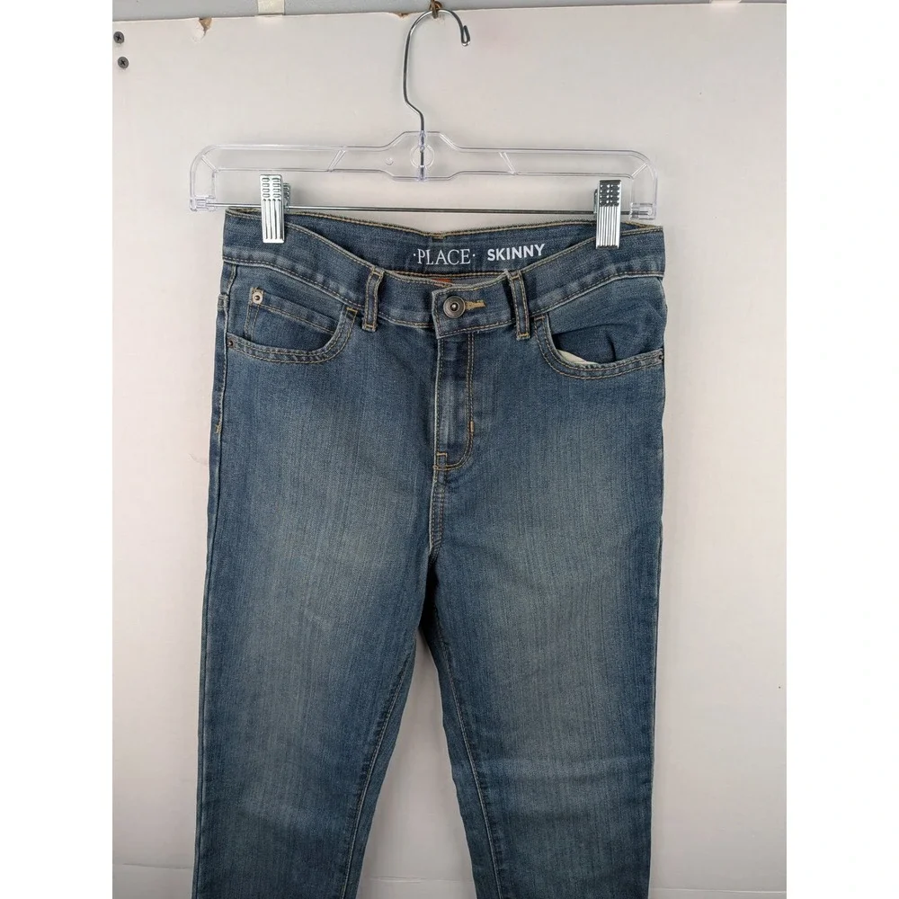 The Childrens Place Kids Skinny Jeans Medium Wash Denim Adjustable Waist Size 12